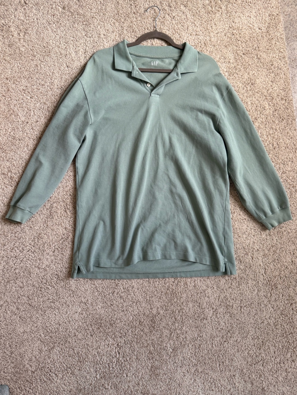 GAP Sage Green Long Sleeve Polo - L